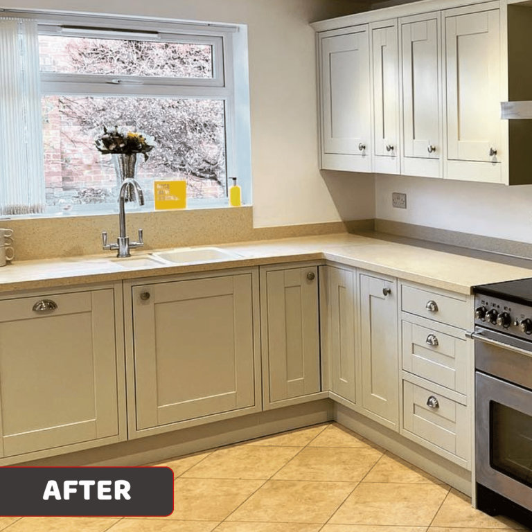 After kitchen respraying – factory-quality finish