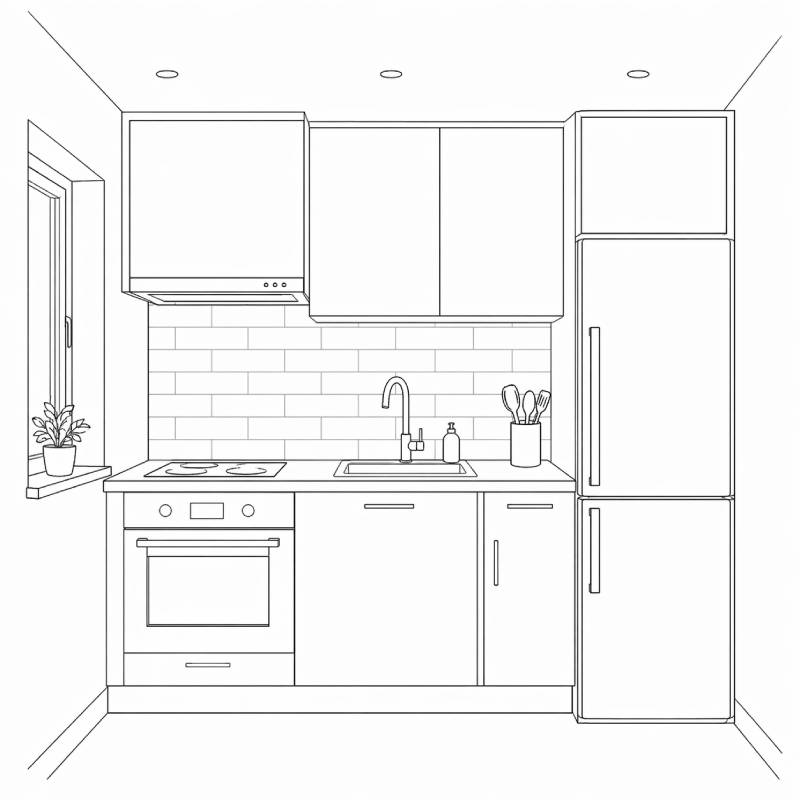 Small kitchen layout diagram